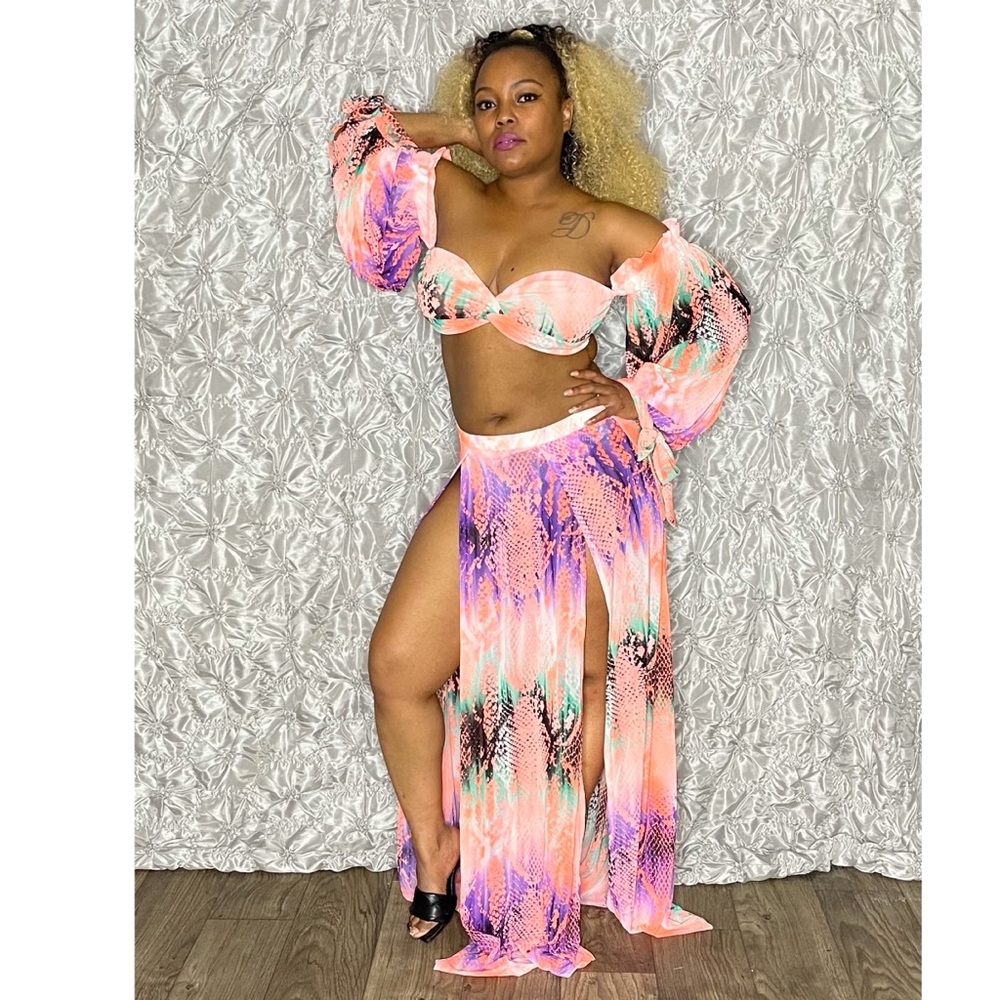 3-Piece Beach/Pool Set With Tie Top